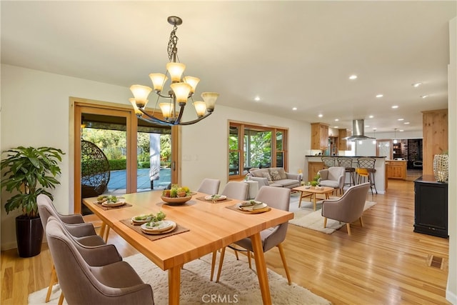 15 Quadra Ct, Chico, CA 95928 - dining area with a chandelier, light wood-type flooring, and recessed lighting