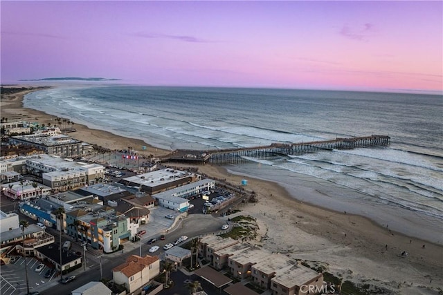 exterior space featuring a view of the beach