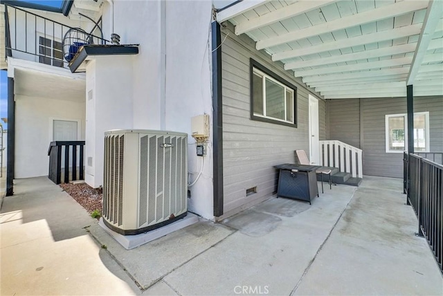 exterior space featuring crawl space and central AC