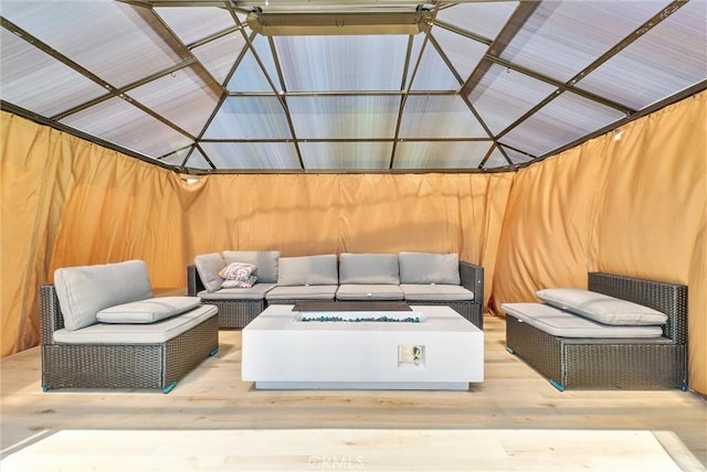 interior space with an outdoor hangout area
