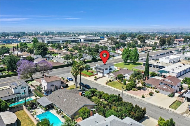 drone / aerial view with a residential view