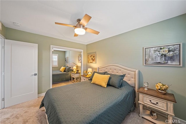 29251 Pebble Beach Dr, Menifee, CA 92586 - carpeted bedroom featuring a ceiling fan and baseboards