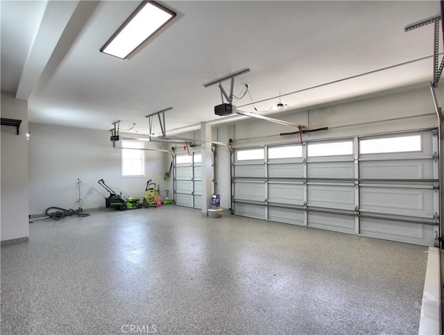 garage with a garage door opener