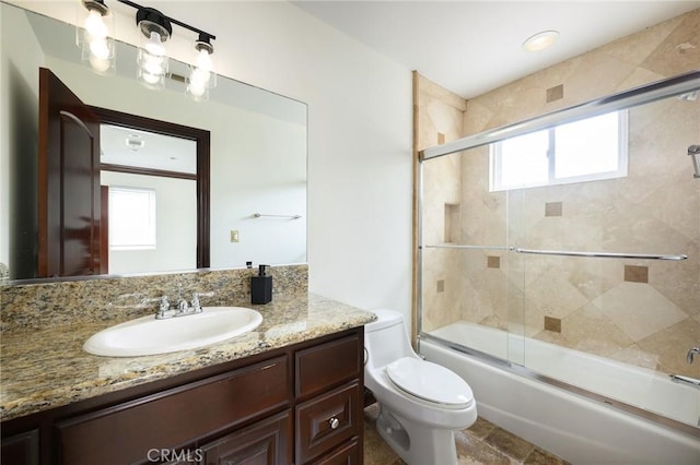 33762 Orilla Rd, Dana Point, CA 92629 - bathroom featuring plenty of natural light, toilet, enclosed tub / shower combo, and vanity