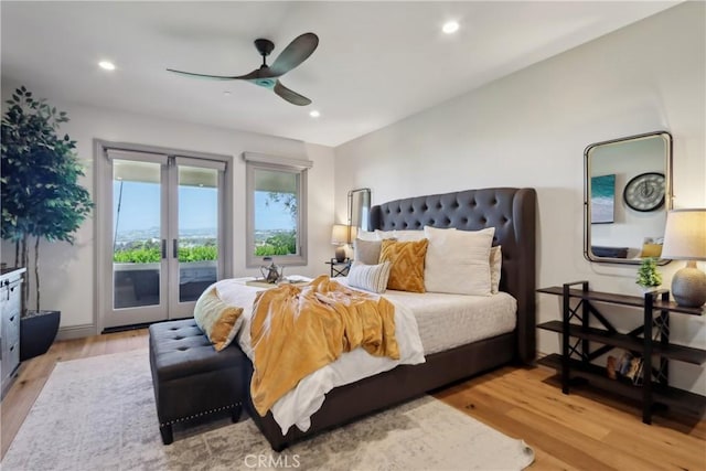 121 Avenida Pizarro, San Clemente, CA 92672 - bedroom featuring access to outside, light wood-type flooring, recessed lighting, and ceiling fan