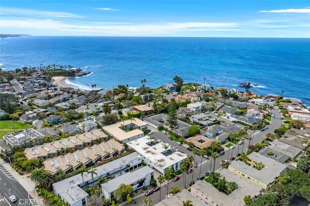 aerial view of residential area featuring a large body of water