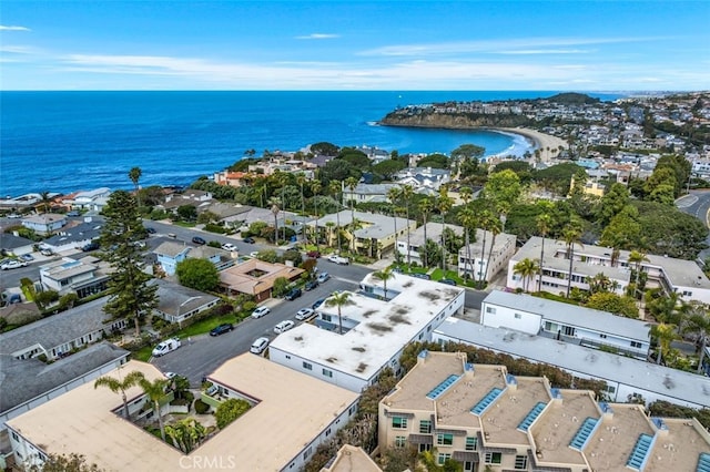 aerial perspective of suburban area with a large body of water