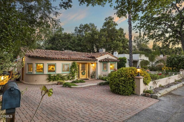 308 Topa Topa Dr, Ojai, CA 93023 - mediterranean / spanish-style house with a tile roof and stucco siding