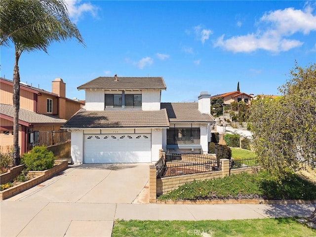 745 Metro Dr, Monterey Park, CA 91755 - traditional-style home featuring stucco siding, driveway, a garage, and a chimney