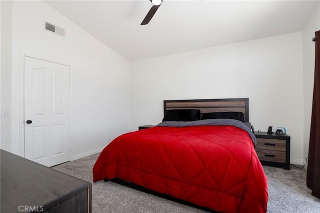 40824 Cobblestone Ct, Palmdale, CA 93551 - bedroom featuring carpet, lofted ceiling, baseboards, and a ceiling fan
