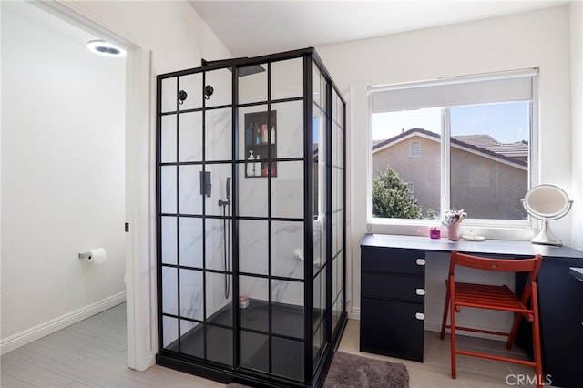40824 Cobblestone Ct, Palmdale, CA 93551 - bathroom featuring a shower stall and baseboards