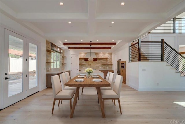 24321 Barona Mesa Rd, Ramona, CA 92065 - dining room with stairs, a wealth of natural light, and light wood-style floors