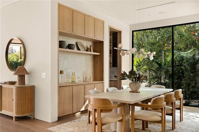 dining room with light wood-style floors and a healthy amount of sunlight