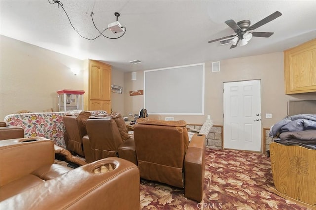 20130 Monte Vista Rd, Apple Valley, CA 92308 - carpeted cinema with visible vents and ceiling fan