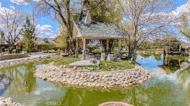 20130 Monte Vista Rd, Apple Valley, CA 92308 - view of dock featuring a gazebo and a water view