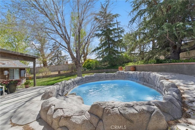 20130 Monte Vista Rd, Apple Valley, CA 92308 - view of swimming pool with a fenced backyard and an outdoor structure