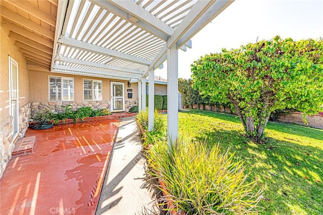 view of patio with a pergola