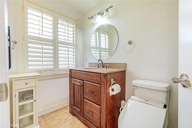 bathroom featuring tile patterned floors, toilet, and vanity