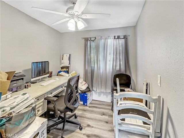7455 Bangor Ave, Hesperia, CA 92345 - office with ceiling fan and light wood-type flooring