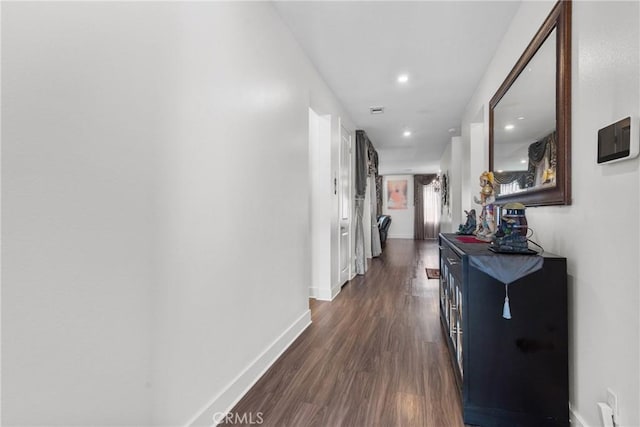16614 Trailblazer Ave, Chino, CA 91708 - corridor featuring recessed lighting, dark wood-type flooring, and baseboards