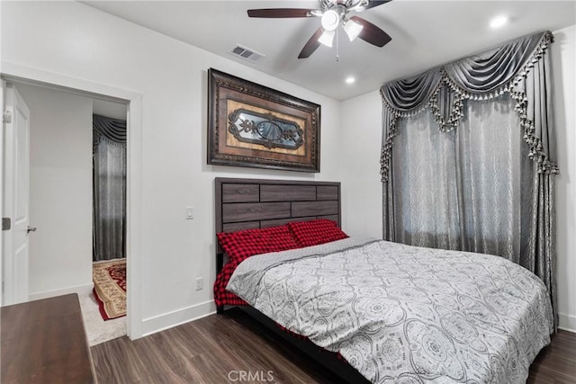 16614 Trailblazer Ave, Chino, CA 91708 - bedroom with visible vents, baseboards, ceiling fan, and wood finished floors