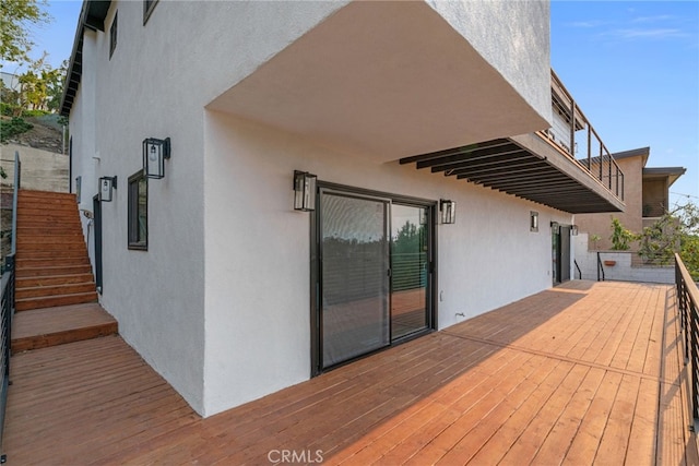 wooden deck with stairs