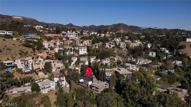 bird's eye view with a mountain view