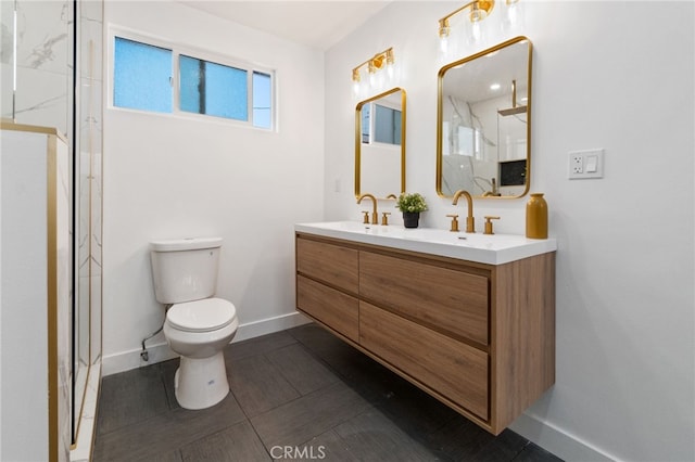 3533 Deerford St, Lakewood, CA 90712 - full bath with toilet, double vanity, a marble finish shower, and a sink