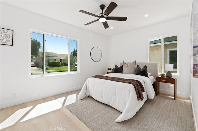 3533 Deerford St, Lakewood, CA 90712 - bedroom with recessed lighting, baseboards, a ceiling fan, and wood finished floors