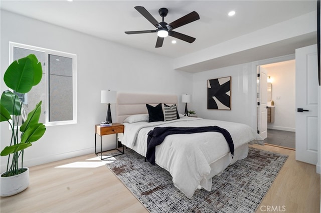 3533 Deerford St, Lakewood, CA 90712 - bedroom featuring recessed lighting, ceiling fan, baseboards, and wood finished floors