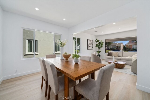 3533 Deerford St, Lakewood, CA 90712 - dining space with recessed lighting, light wood-style flooring, and baseboards