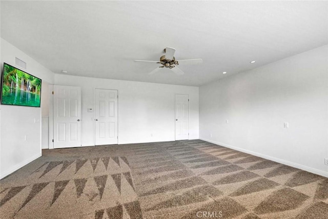 25 Bennington, Irvine, CA 92620 - spare room featuring baseboards, recessed lighting, visible vents, ceiling fan, and carpet