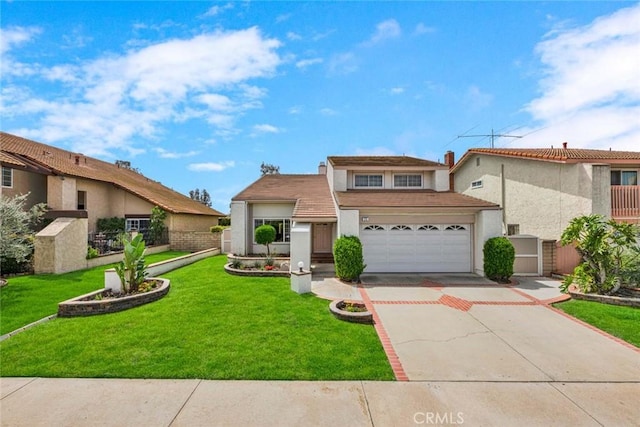 25 Bennington, Irvine, CA 92620 - view of front of property featuring an attached garage, concrete driveway, stucco siding, and a front lawn