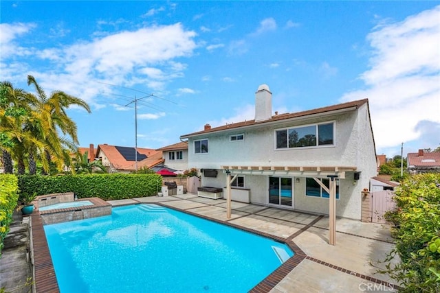 25 Bennington, Irvine, CA 92620 - back of house with a fenced in pool, stucco siding, an in ground hot tub, a patio area, and a fenced backyard