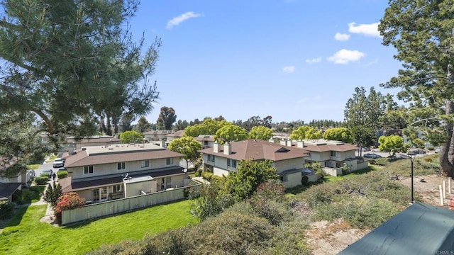 drone / aerial view with a residential view
