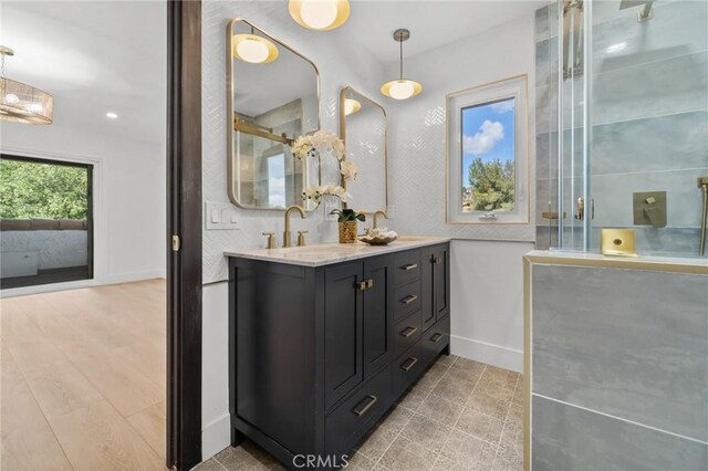 115 Buckskin Rd, Bell Canyon, CA 91307 - full bathroom featuring baseboards, an enclosed shower, and double vanity
