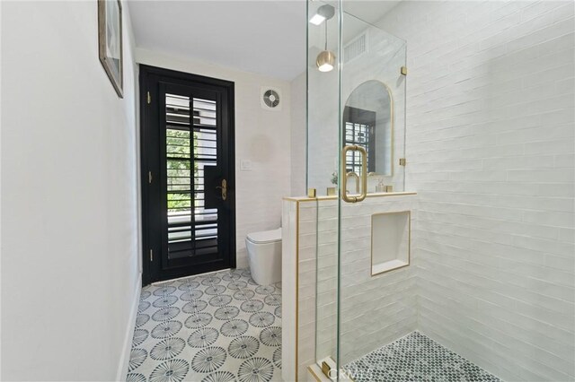 115 Buckskin Rd, Bell Canyon, CA 91307 - bathroom with a shower stall, toilet, tile patterned floors, and baseboards