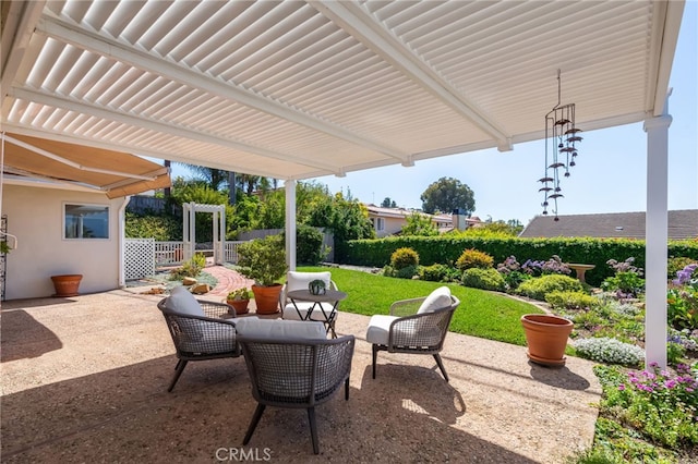 6528 Abbottswood Dr, Rancho Palos Verdes, CA 90275 - view of patio / terrace featuring a pergola and fence
