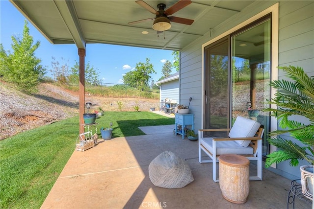 view of patio / terrace featuring a ceiling fan