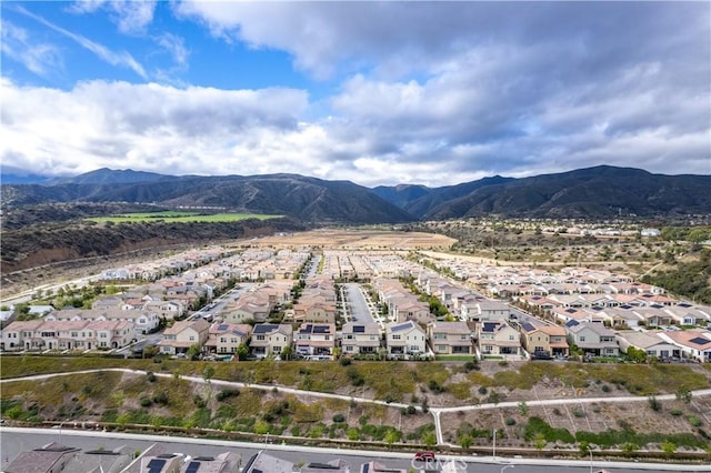 aerial view with a residential view and a mountain view