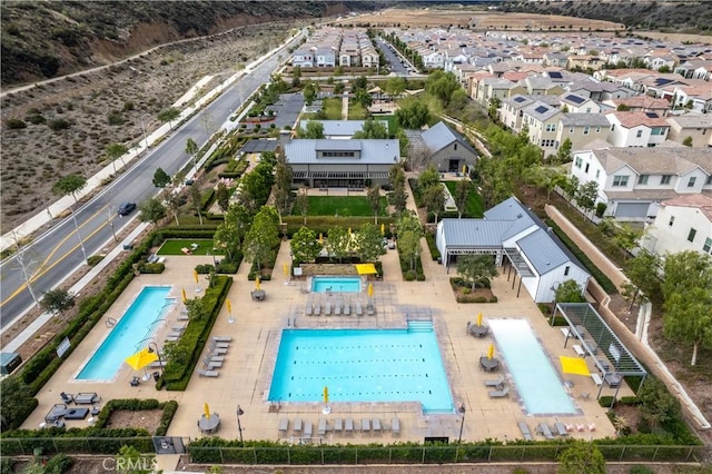 aerial view featuring a residential view