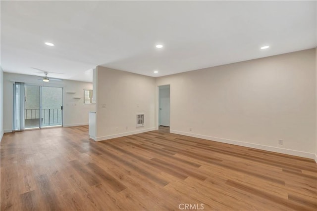 444 Obispo Ave Unit 201, Long Beach, CA 90814 - spare room featuring baseboards, light wood-style floors, recessed lighting, and ceiling fan