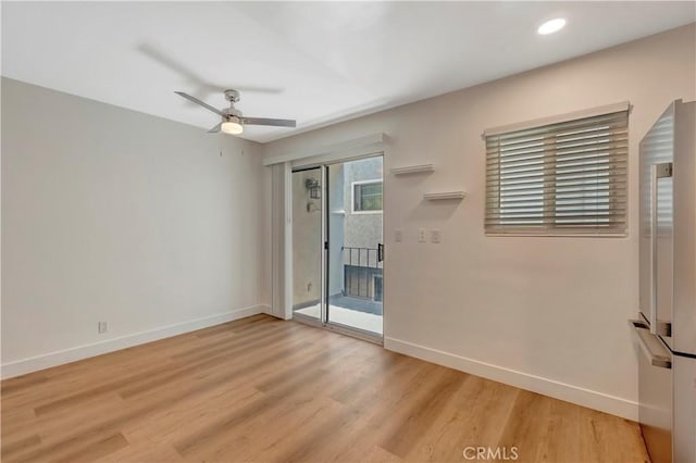 444 Obispo Ave Unit 201, Long Beach, CA 90814 - empty room with baseboards, light wood-type flooring, a ceiling fan, and recessed lighting