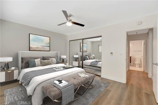 444 Obispo Ave Unit 201, Long Beach, CA 90814 - bedroom with a closet, wood finished floors, baseboards, and ceiling fan