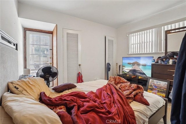 bedroom featuring multiple closets