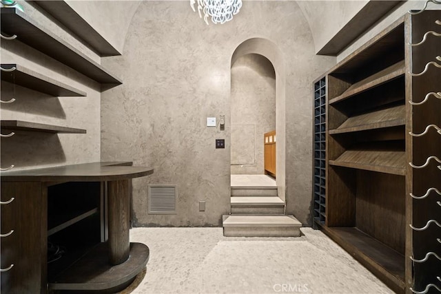 9 Shoreridge, Newport Coast, CA 92657 - wine area with arched walkways and visible vents