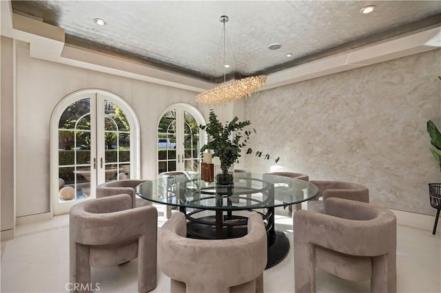 9 Shoreridge, Newport Coast, CA 92657 - dining area with recessed lighting and french doors