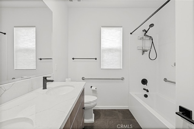 1373 Topanga Dr, San Marcos, CA 92069 - full bathroom featuring double vanity, shower / bath combination, and tile patterned floors