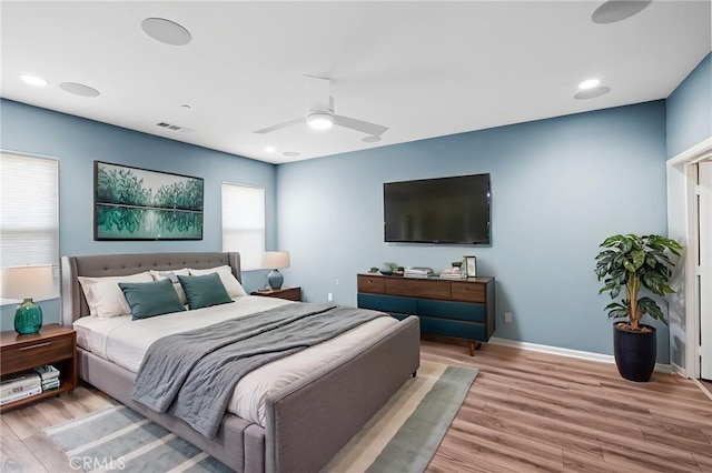 1373 Topanga Dr, San Marcos, CA 92069 - bedroom with light wood-style flooring and a ceiling fan