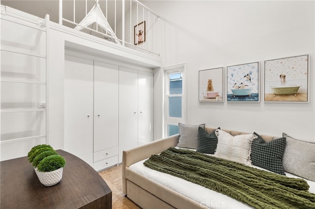 3012 W Oceanfront, Newport Beach, CA 92663 - bedroom featuring a high ceiling and a closet